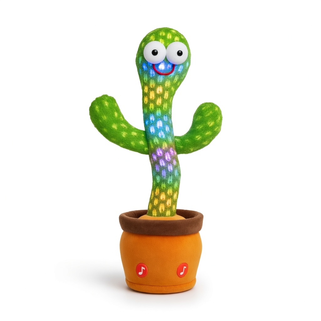 Dancing Talking Cactus Toy with LED Lights | Voice Recording Interactive Plush for Babies & Toddlers