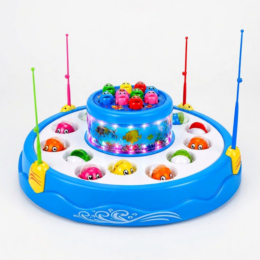 Go Go Fishing Game | Rotating Magnetic Fish Catch Toy for Kids with Music Lights