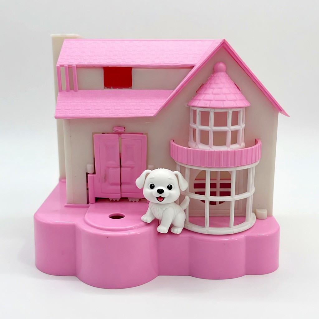 Puppy House Coin Bank | Pink Dog House Piggy Bank with Mini Puppy