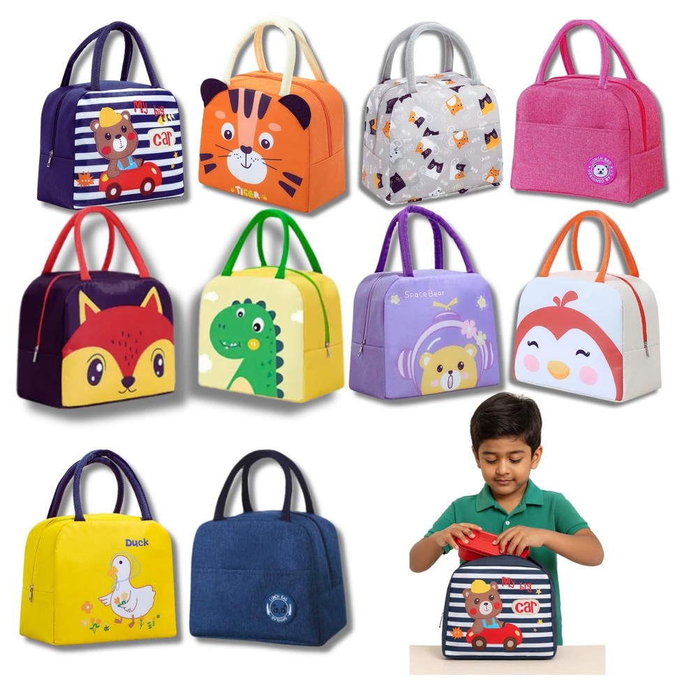 Insulated Lunch Bag – Cute Kids Tiffin Carrier Bag (Assorted)
