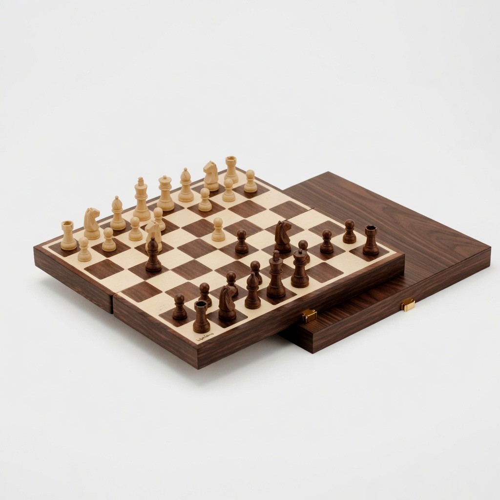 Premium Quality Wooden Chess Board Set | Handcrafted Folding Wood Chess with Pieces